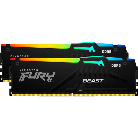 Kingston Fury Beast RGB 64 GB DDR5-6000 (2x 32 GB) RAM (sort, KF560C30bbeak2-64, XMP 3.0, Expo 1.1)