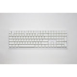 Ducky zero 6108 pure white rgb mekanisk gaming-tastatur (hvid, us-layout (qwerty), cherry mx2a blue, 100%, rgb-lysdioder, double-shot pbt, hot swap, 2,4ghz | bluetooth | usb-c)