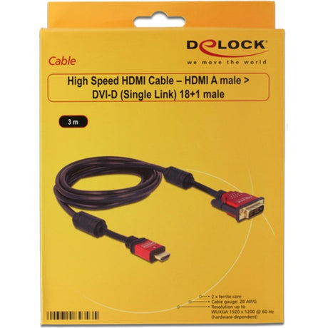 Delock højhastigheds HDMI - HDMI a han > DVI hanadapter (sort, 3 meter)