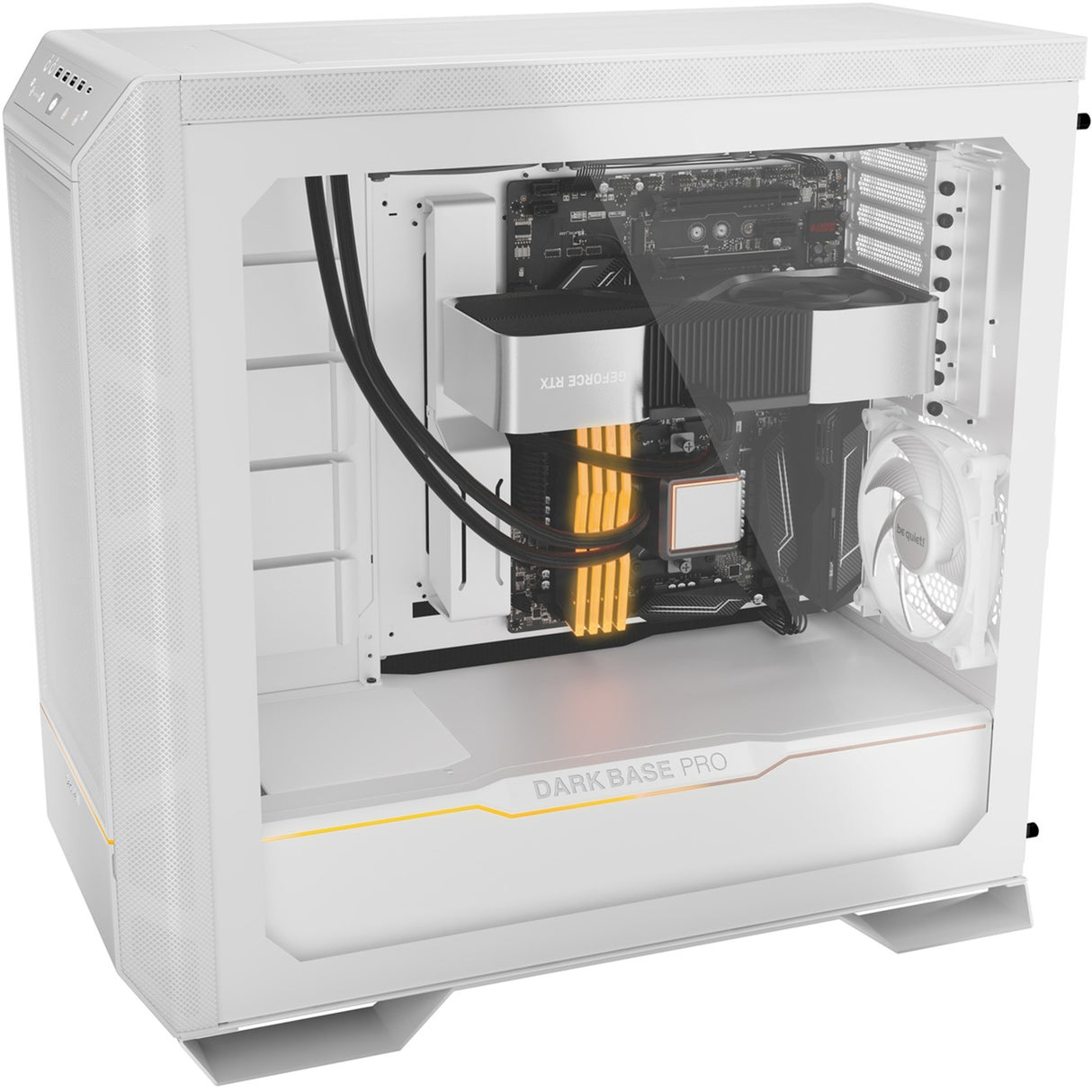 Vær stille! dark base pro 901 stort tårnhus (hvid | 4x USB-A | 1x USB-C | RGB | hærdet glas)