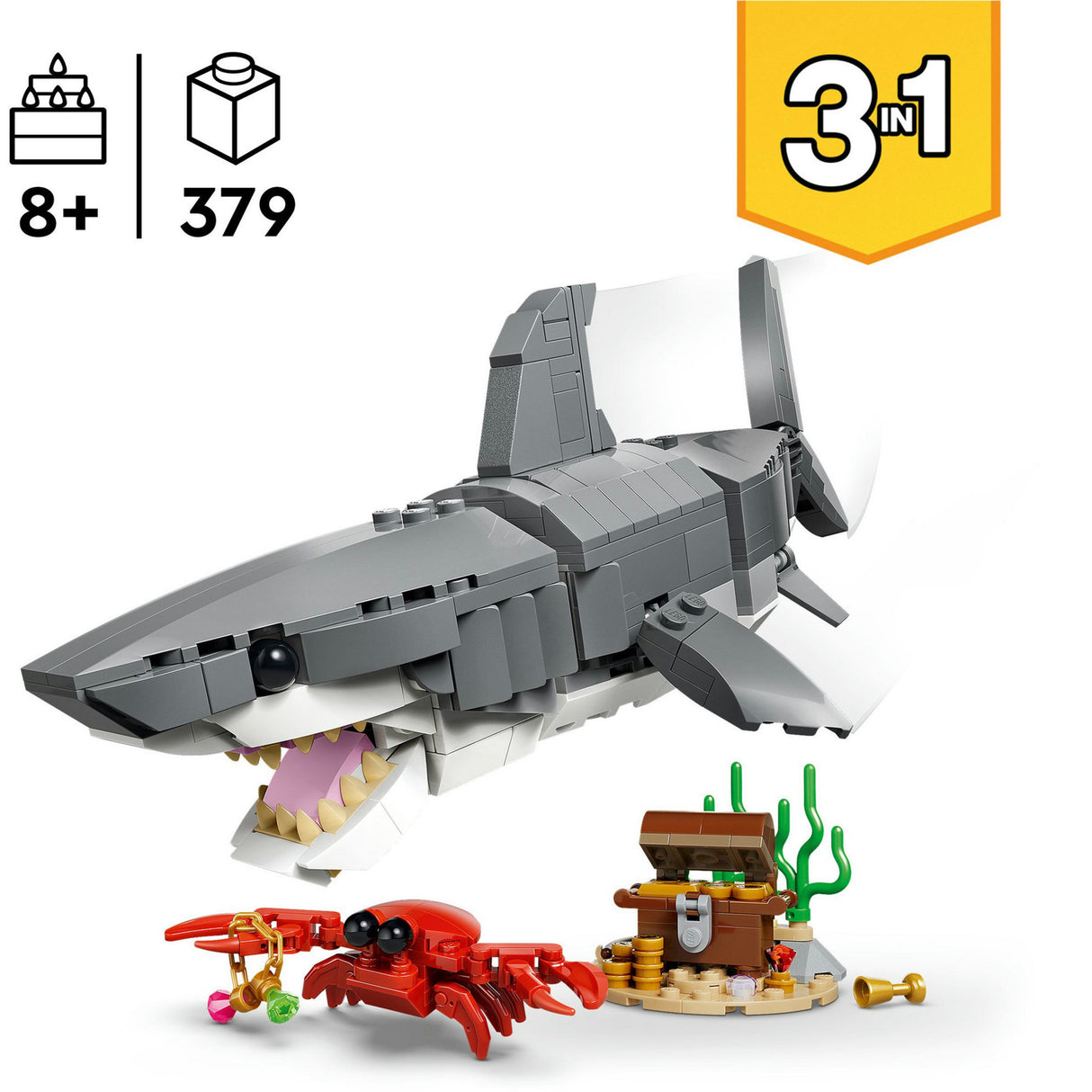 Lego glubsk haj med skattekiste byggelegetøj (31381)