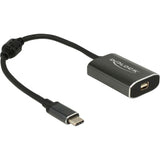 Delock USB-C (han) > mini skærmport (hun) med PD-funktionsadapter (mørkegrå, 0,2 meter)