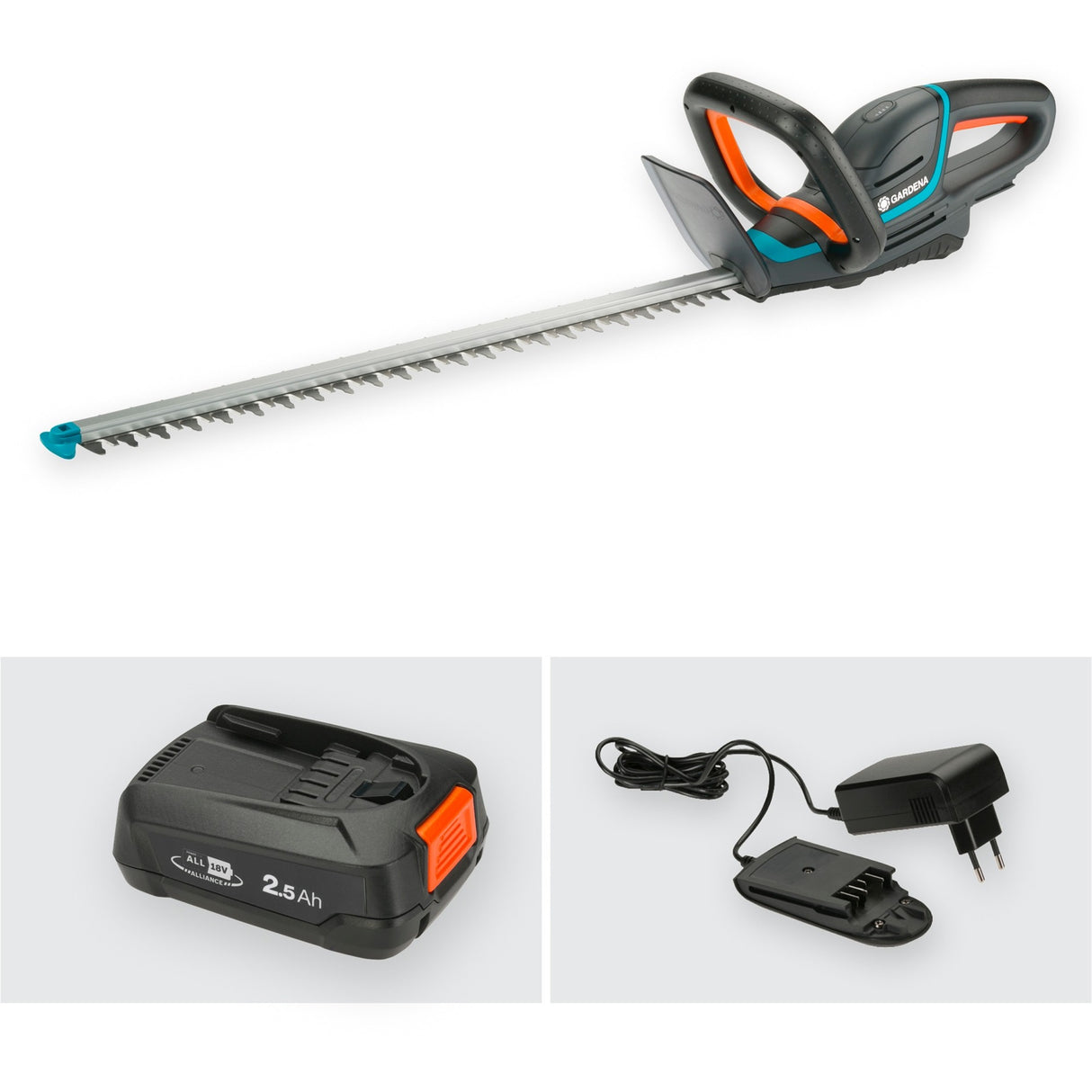 Gardena batteri hækkeklipper comfortcut 60 18v p4a sæt (grå turkis, 14731-20, batteri medfølger)