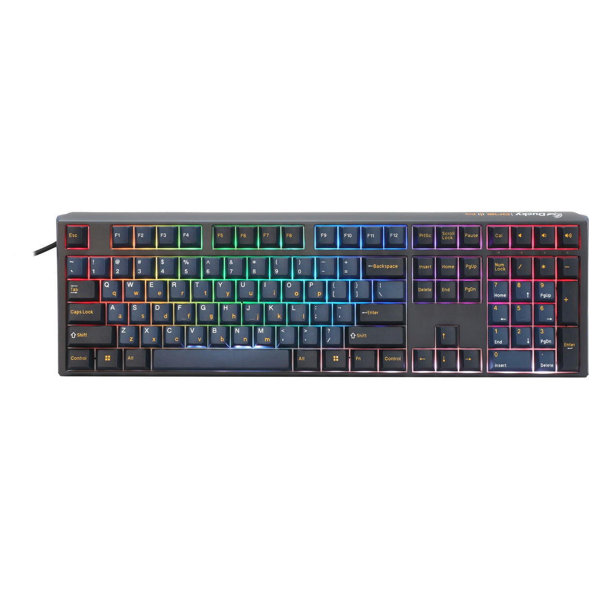Ducky one 3 pro rgb mekanisk gaming-tastatur (sort, us-layout (qwerty), cherry mx2a red, 100%, rgb led, double-shot pbt, kvaksalvermekanik, hot swap)