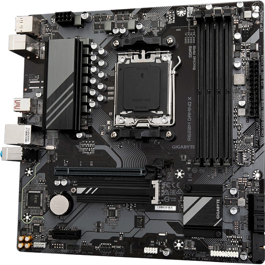 Gigabyte a620m gaming x (rev. 1.0) socket am5 bundkort (sort grå, raid, gb-lan, lyd, µatx)
