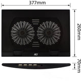 Act connectivity laptop stativ, med blæser, højdejusterbar i 2 positioner (sort, 4-ports USB 2.0 hub)
