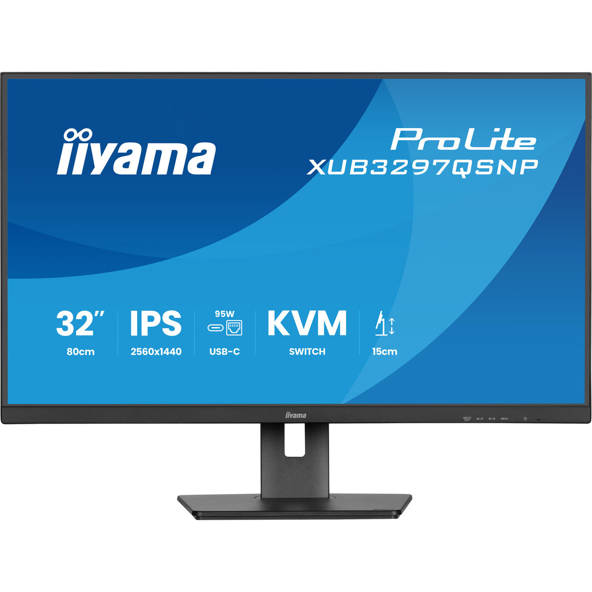 Iiyama prolite xub3297qsnp-b1 32 skærm (sort, HDMI, 2x skærmport, 2x USB-A, 2x USB-C, RJ-45)