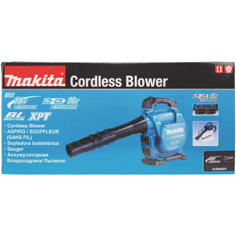 Makita dub363zv løvblæser 2x18v | uden batterier og oplader i æske - dub363zv