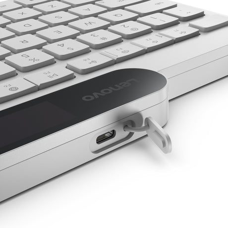 Lenovo 800 self-charging bluetooth keyboard (wit, us lay-out (qwerty), plunger, 100%, plunger switch, bluetooth 5.1, usb-c)