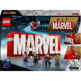 Lego superhelte 76313 marvel logo og minifigurer