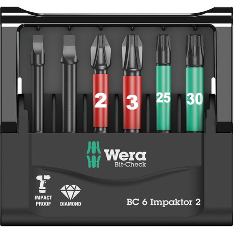 Wera bit-check 6 impactor 2 bit sæt (sort, 6-delt)