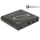 Delock USB-oplader 1x USB Type-C + 3x USB Type-A (sort)