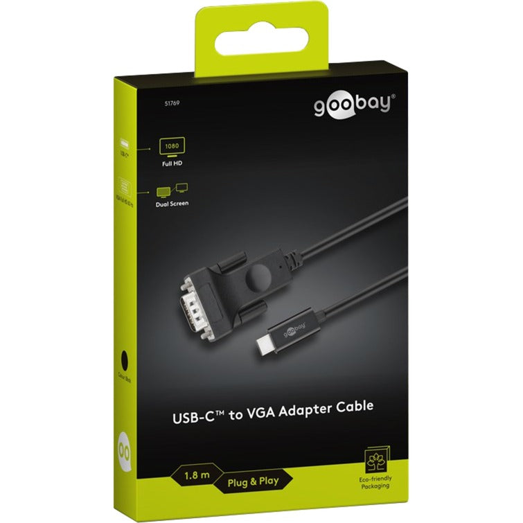 Goobay USB-C til VGA adapterkabel (sort, 1,8 meter)