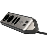 Brennerstuhl ®estilo hjørne tilslutningsboks med USB-opladningsfunktion 4-vejs 2x beskyttelsesstik 2x euro sølv sort