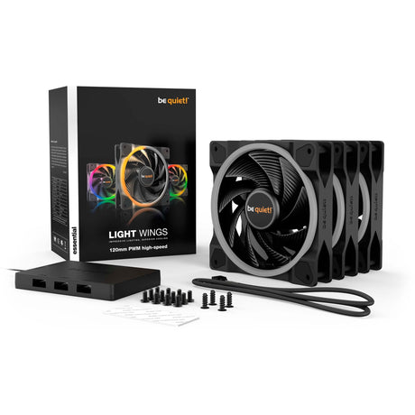 Vær stille! light wings pwm high-speed rgb case fans (sort, 3 stk, 120 x 120 x 25 mm)