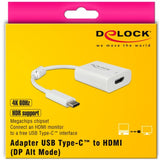 Delock USB-C > HDMI-adapter (hvid, 0,1 meter, 4K 60Hz, HDR)