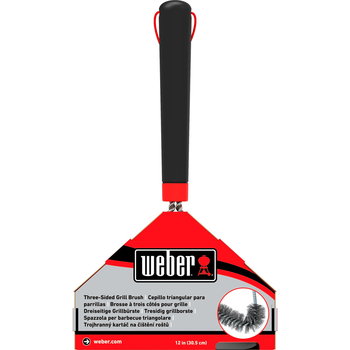 Weber tresidet rensebørste grillrensebørste (sort rød, 30 cm)