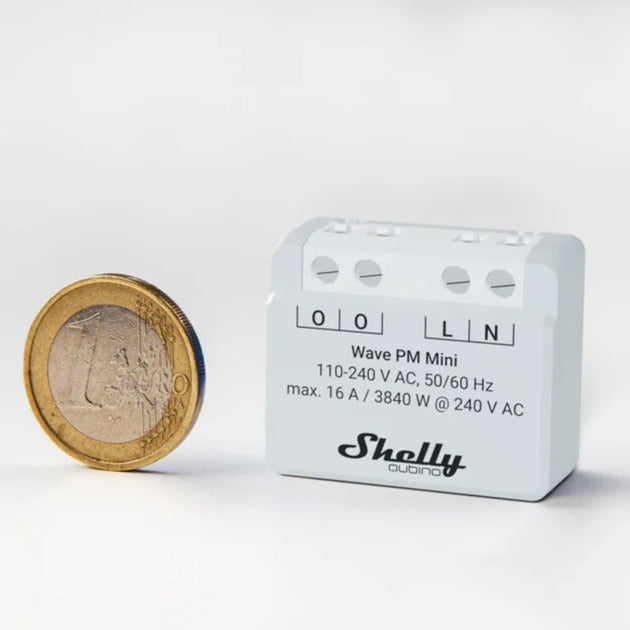 Shelly qubino wave pm mini relæ (lysegrå hvid, 1-kanal, z-wave)