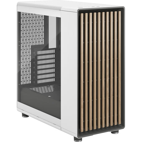 Fractal design nord midi tårnhus (hvid træfarve | 2x USB-A | 1x USB-C | hærdet glas)
