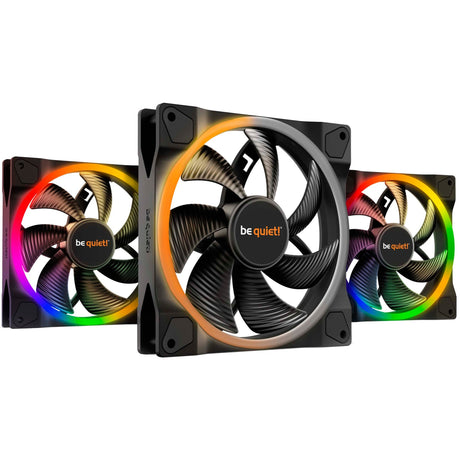 Vær stille! light wings pwm rgb kabinet blæsere (sort, 3 stk, 140 x 140 x 25 mm)