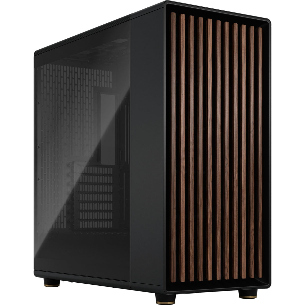 Fractal design nord xl midi tårnhus (sort træfarve | 2x USB-A | 1x USB-C | hærdet glas)