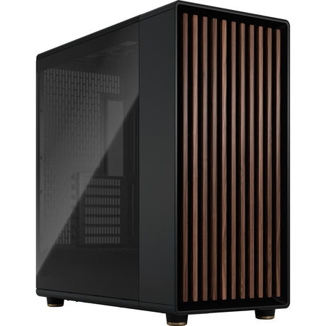 Fractal design nord xl midi tårnhus (sort træfarve | 2x USB-A | 1x USB-C | hærdet glas)