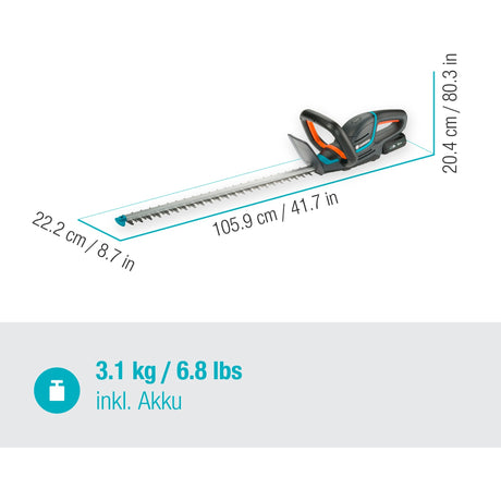 Gardena batteri hækkeklipper comfortcut 60 18v p4a sæt (grå turkis, 14731-20, batteri medfølger)