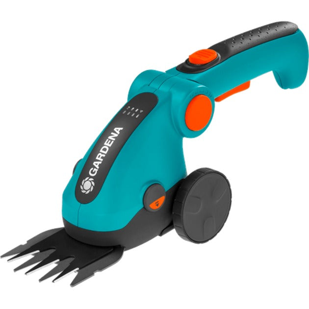 Gardena akku græssaks comfortcut li sæt (turkis sort, inkl. Li-ion batteri 3.0ah, hjul og teleskophåndtag)