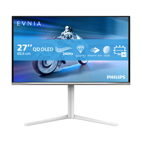 Philips Evnia 6000 27m2n6501l 00 26.5 gaming-skærm (hvid, 2x HDMI, skærmport, USB-A, USB-B, G-sync, 240Hz, QD-OLED)