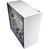 Sharkoon rgb midi tårnhus i rent stål (hvid | 2x usb-a | rgb | hærdet glas)