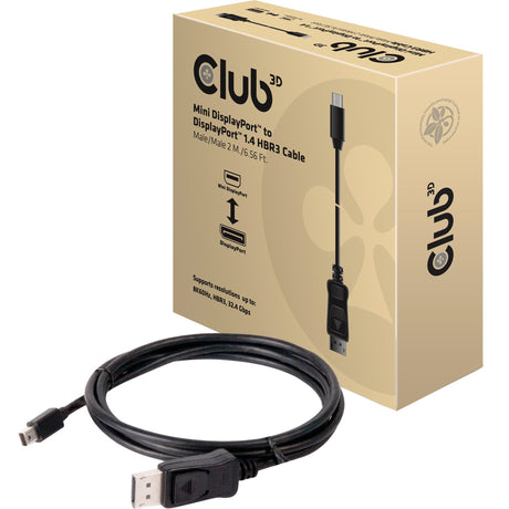 Club 3D mini displayport > displayport 1,4 hbr3 kabel (sort, 2 meter)