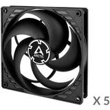 Arctic p14 værdipakke kuffertventilatorer (sort, 5 stykker, 140 x 140 x 27 mm)