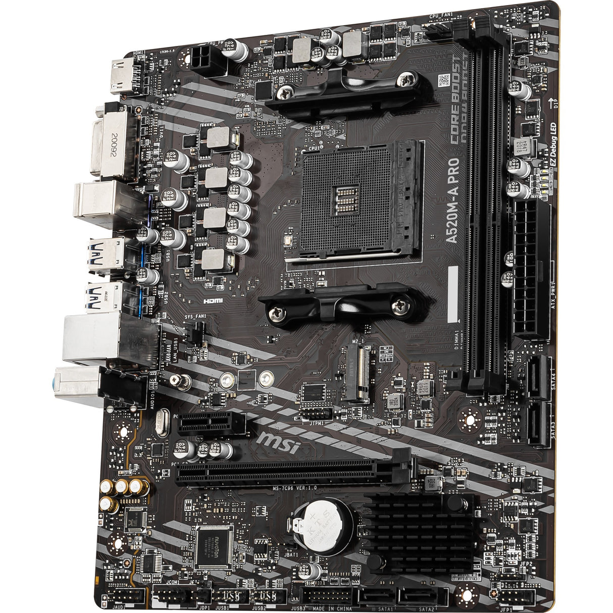 Msi a520m-a pro socket am4 bundkort (sort grå, raid, gb-lan, lyd, µatx)
