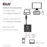 Club 3D USB-C tovejs video + data + PD switch USB switch (sort)