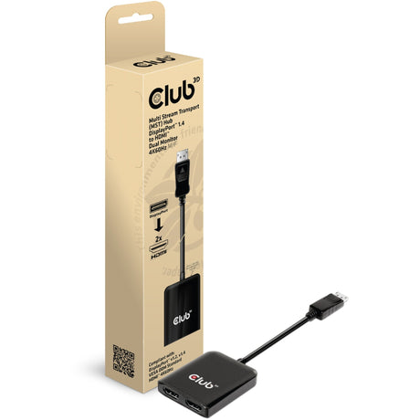 Club 3D Multi Stream Transport Hub DisplayPort 1,4 til 2x HDMI Dual Monitor 4K60Hz Adapter (sort)