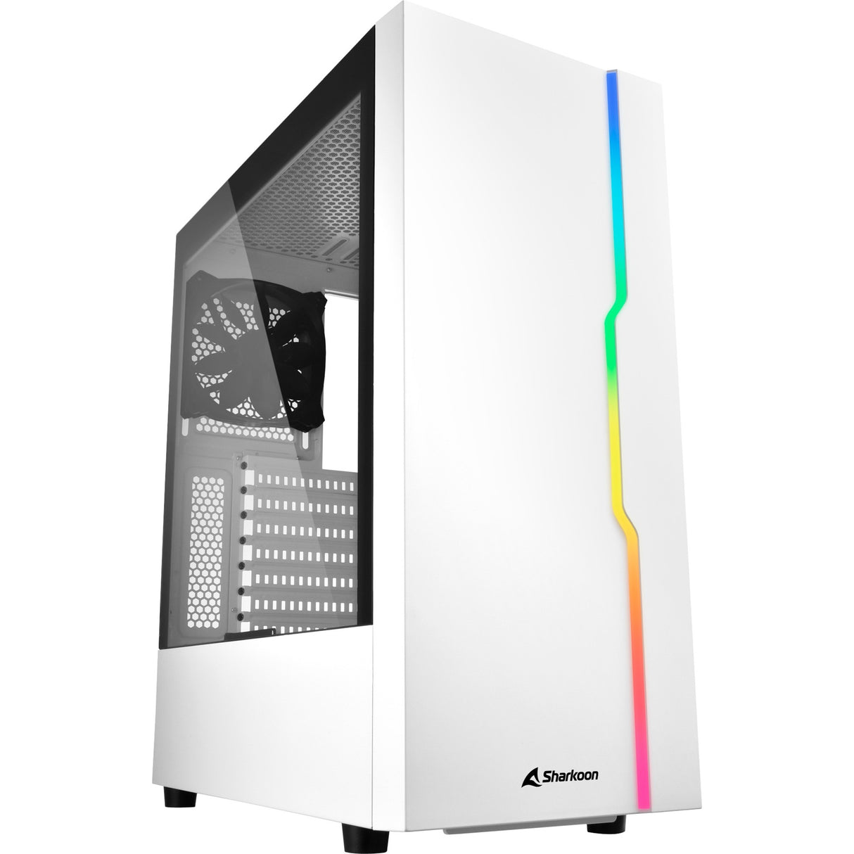 Sharkoon rgb skyder midi tårnhus (hvid | 3x usb-a | rgb | hærdet glas)