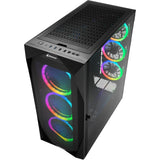 Sharkoon rev300 midi tårnhus (sort | 4x USB-A | 1x USB-C | RGB | hærdet glas)