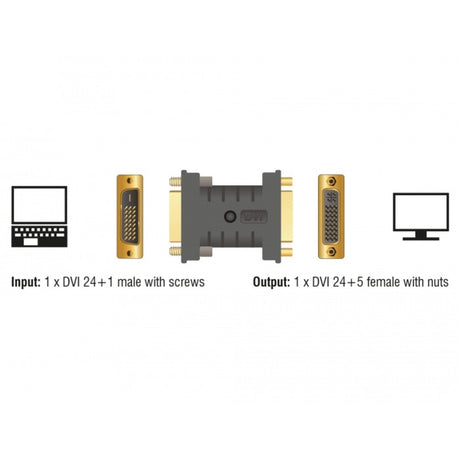 Delock dvi 24+1 han- til dvi 24+5 hun-adapter (sort)