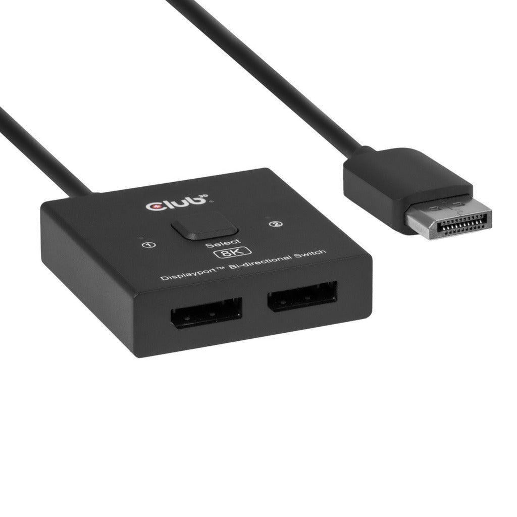 Club 3d displayport 2-in-1 bidirectionele 8k switch displayport switch (zwart)