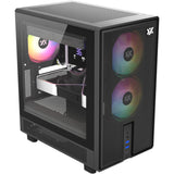 Xyz pc gear atom midi tårnhus (sort | 2x USB-A | 1x USB-C | hærdet glas)