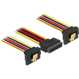 Delock SATA 15-bens > 2 x SATA 15-bens strømsplitterkabel (sort rød, 0,15 meter)
