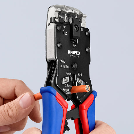 Knipex krympetang 97 51 12 sb (blå rød, RJ-10, RJ-11 12 og RJ-45)