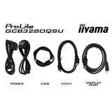 Iiyama G-Master Red Eagle GCB3280QSU-B2 31.5 buet gaming-skærm (sort, 2x HDMI, skærmport, 2x USB-A, USB-B, 180 Hz)