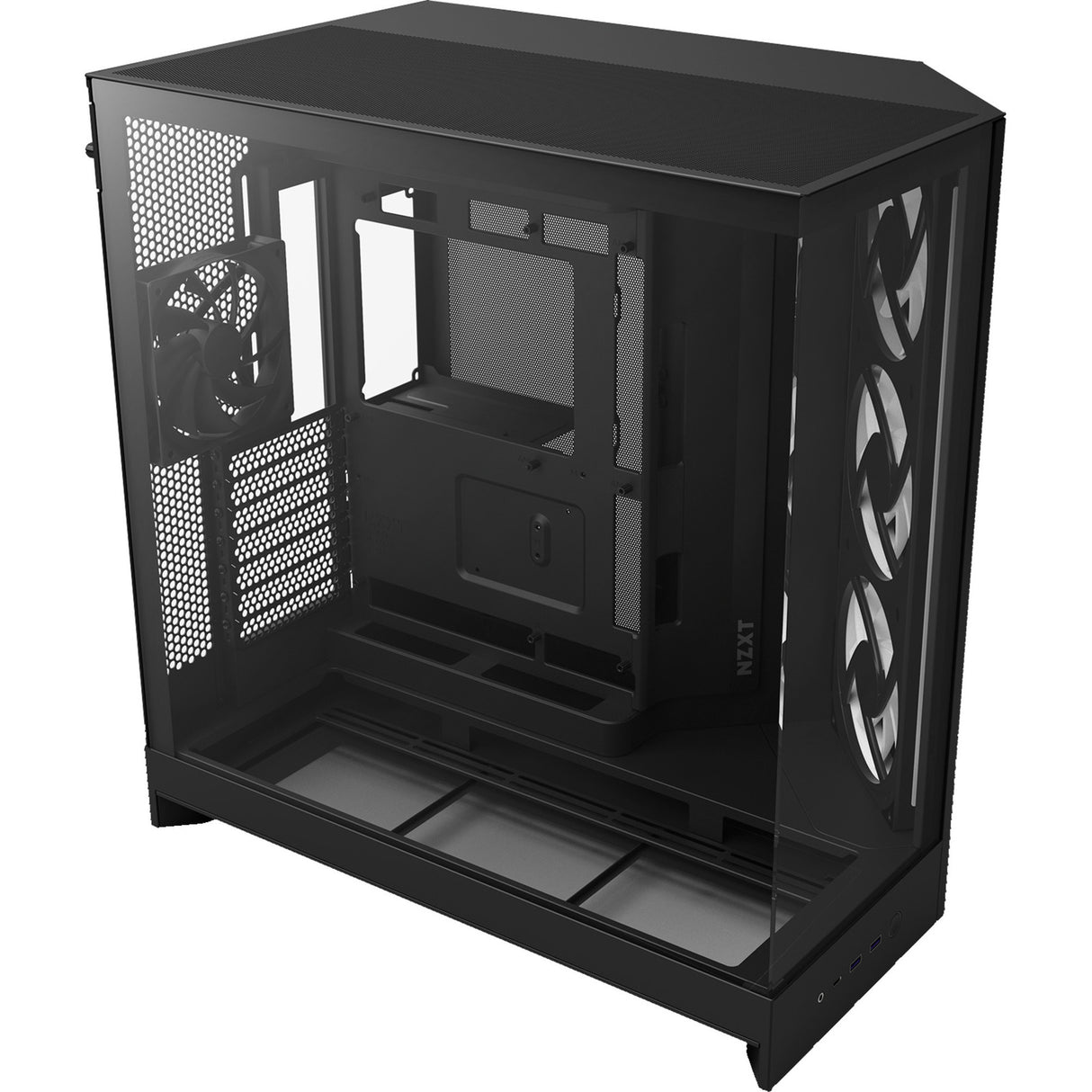 Nzxt h9 flow rgb midi tårnhus (sort (mat) | 2x usb-a | 1x usb-c | rgb | hærdet glas)