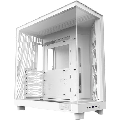 Nzxt h6 flow rgb midi tårnhus (hvid | 2x usb-a | 1x usb-c | rgb | hærdet glas)