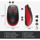 Logitech m190 trådløs mus i fuld størrelse (rød, 1000 dpi)