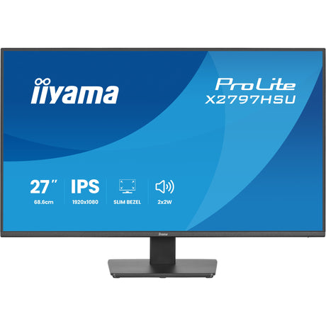 Iiyama prolite x2797hsu-b1 27 skærm (sort, 120hz, HDMI, skærmport, USB-C, lyd)