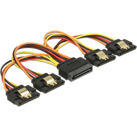 Delock sata 15 pin strøm > sata 15 pin strøm 4x kabel (sort rød, 0,15 meter)