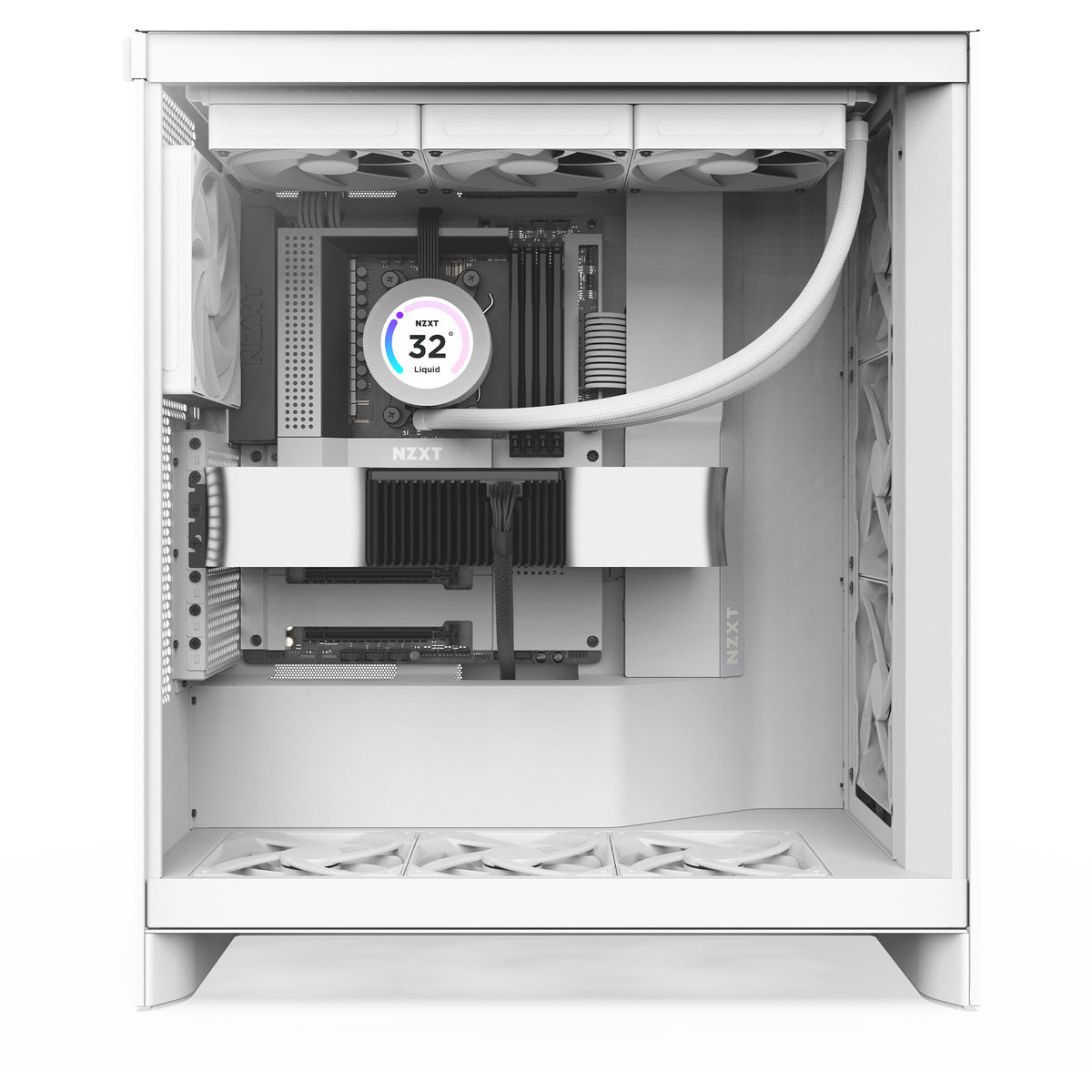 Nzxt h7 flow (2024) midi-tårnhus (hvid | 2x USB-A | 1x USB-C | hærdet glas)