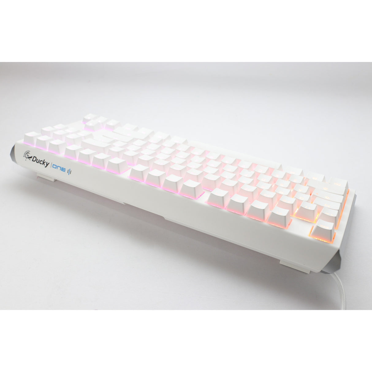 Ducky one 3 klassisk ren hvid tkl rgb mekanisk tastatur (hvid, us-layout (qwerty), cherry mx speed silver, 80% (tkl), rgb lysdioder, double-shot pbt, hot-swappable, quack mekanik)